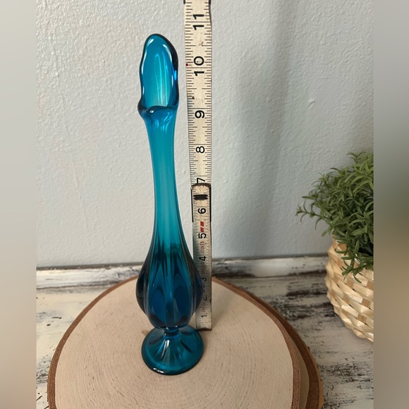 ✨SOLD✨Vintage Viking Blue Mid Century Swung Vase 10.75" Bluenique Handmade Blown - Picture 7 of 10